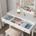 White Vanity Desk Set with Lighted Mirror & Makeup Cabinet