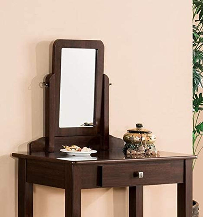 Transitional Vanity Set with Mirror, Stool (Espresso)