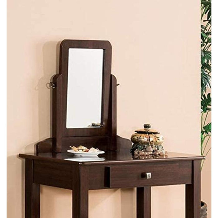 Transitional Vanity Set with Mirror, Stool (Espresso)