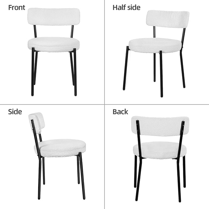 Set of 4 White Upholstered Mid Century Modern Dining Chairs