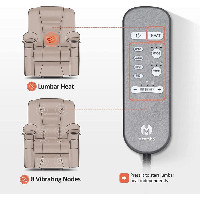 Lay Flat Lift Recliner with Power Headrest, Massage and Heat, Fabric, Burgundy, Small