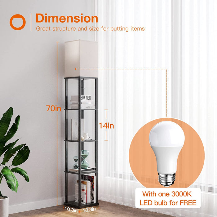 5-Tier LED Shelf Floor Lamp with White Shade