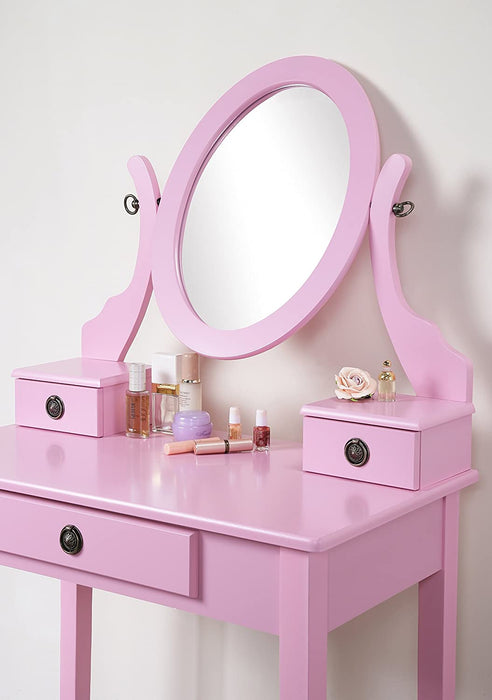 Pink Wood Makeup Vanity Set