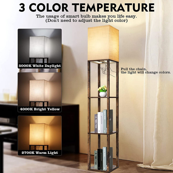 Modern Floor Lamp with Shelves