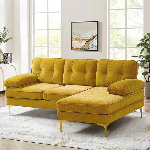 Yellow Chenille Loveseat Sofa