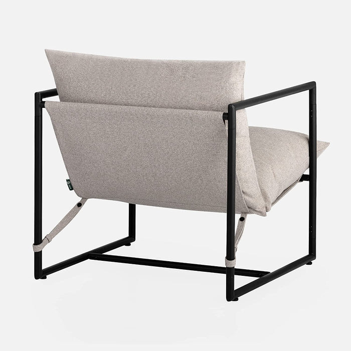 Oatmeal Armchair with Metal Frame and Cushioning