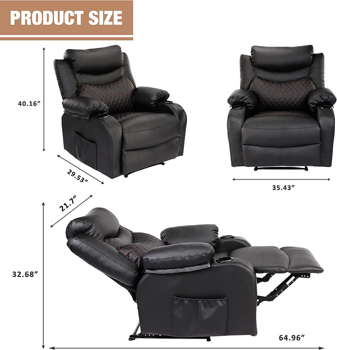 Black Wall Hugger Manual Reclining Chair