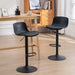 Black Upholstered Swivel Bar Stools, Set of 2