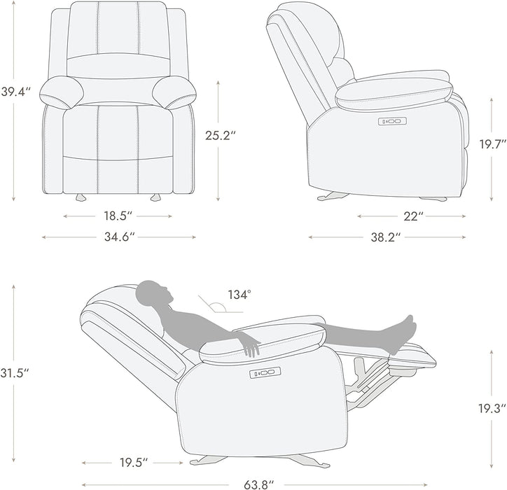 Electric Glider Reclining Chair, Cream