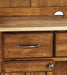 Cottage Oak Buffet Server with Wood Top, Drawers, and Wine Rack