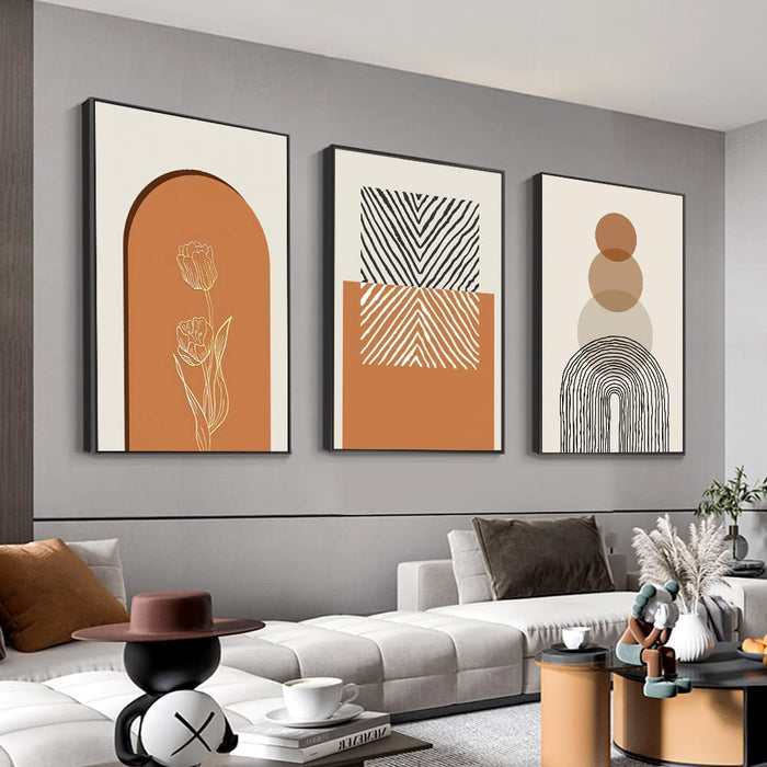 Boho Style Abstract Canvas Wall Art Set