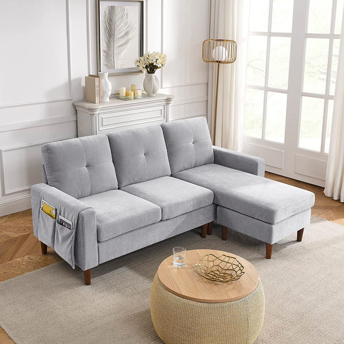 Modern Chenille L-Shaped Sofa Couch