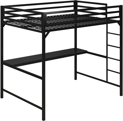 Black Metal Loft Bed with Desk