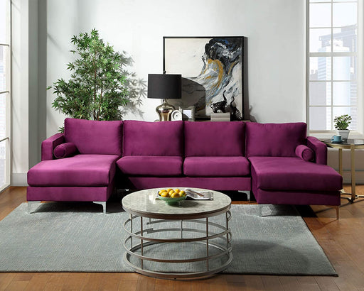 Elegant Velvet Sectional Sofa with Pillows