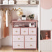 Pink Dresser with 7 Drawers and 2 Shelves