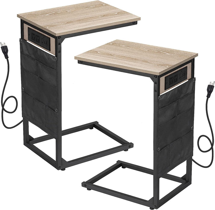 Set of 2 C Shape End Table, Charging