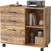 Rustic Brown Mobile File Cabinet with Lock