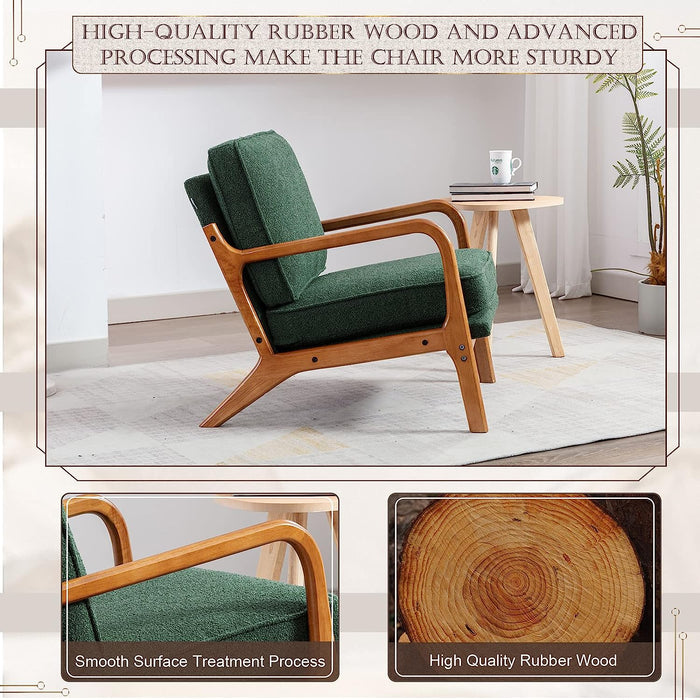 Cozy Green Armchair with Thick Cushion and 300 LBS Capacity