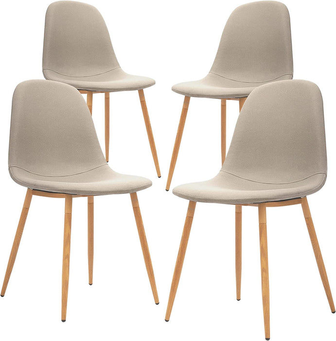 Set of 4 Light Grey Upholstered Chairs