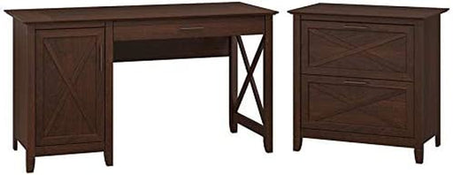 Key West Computer Desk with File Cabinet, 54W, Bing Cherry