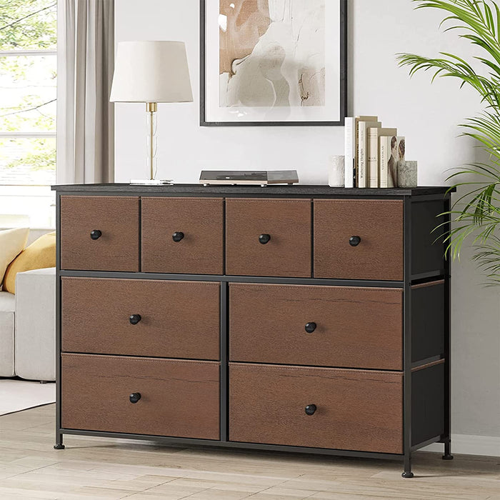 Espresso Faux Leather 8-Drawer Bedroom Dresser