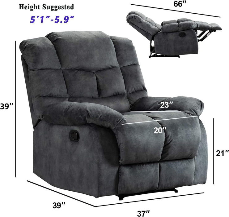 Single Recliner Chairs with Breathable Fabric (Gray)