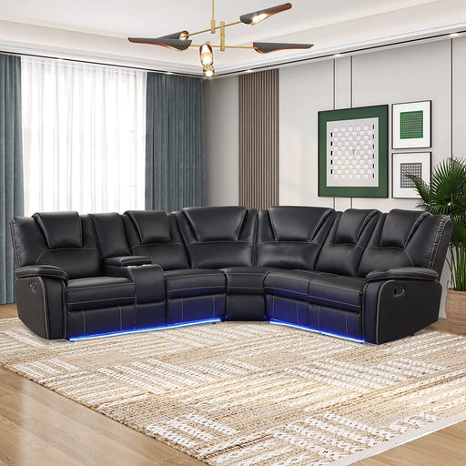 Black Faux Leather Recliner Sofa