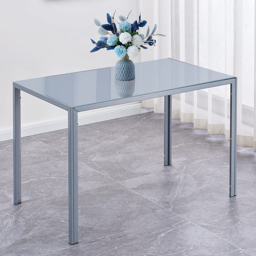 Gray Glass Dining Table, Rectangular, Modern