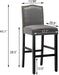 Fabric Backed Bar Stools Set of 2 with Solid Wood Legs, Gray