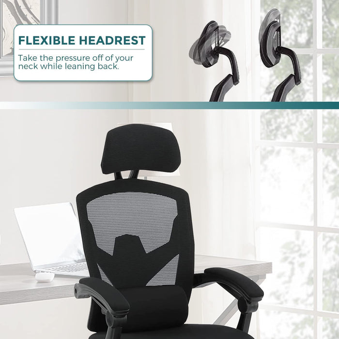 Ergonomic Reclining Mesh Office Chair with Accessories