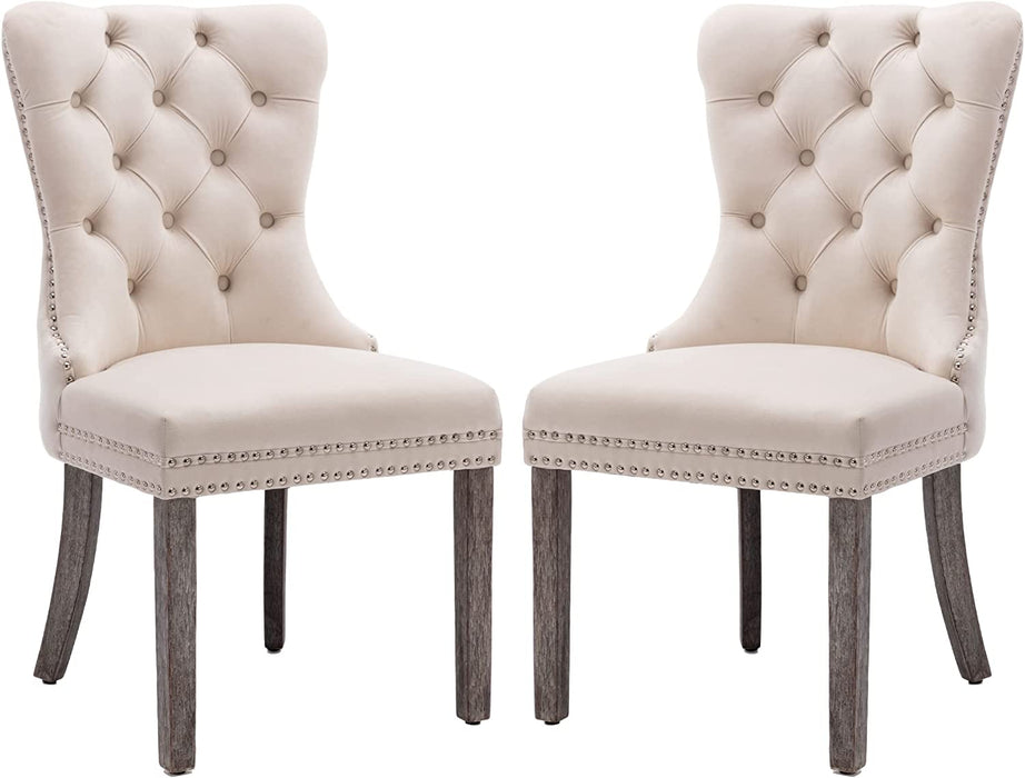 Beige Velvet Dining Room Chairs