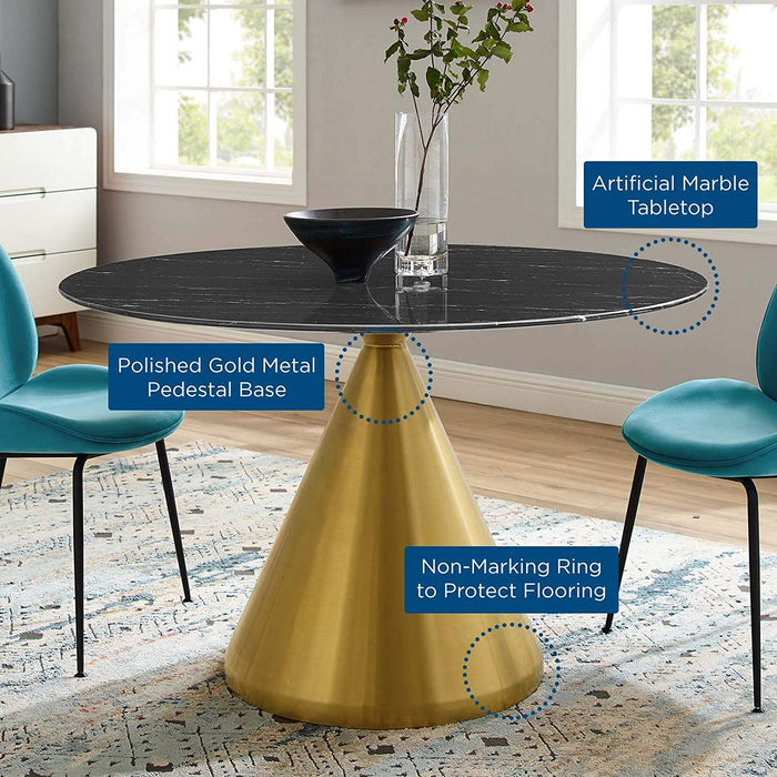 Tupelo Artificial Marble Dining Table, Gold Black, 48″