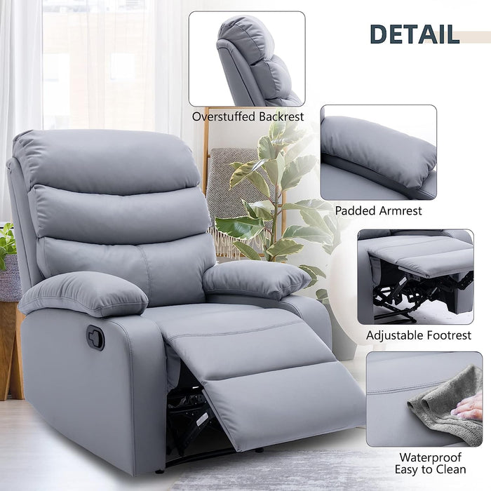 Light Gray Manual Microfiber Technology Recliner