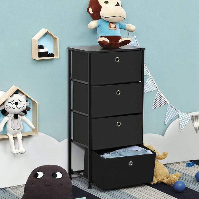 Black 4-Drawer Nightstand and Dresser