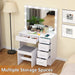 White Makeup Vanity Table Set with Large Mirror