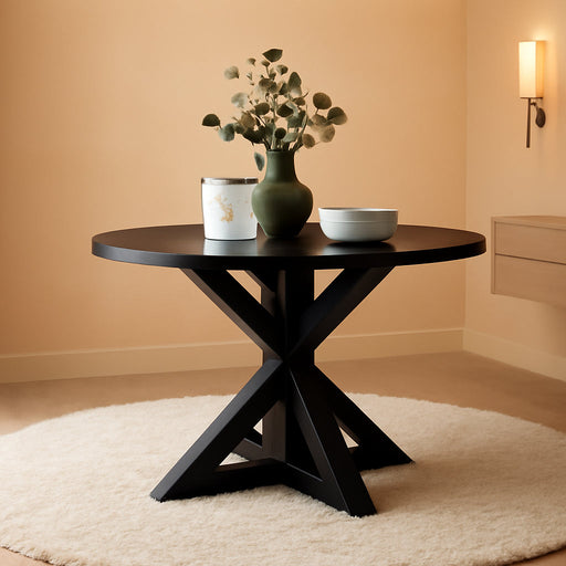 Black Windvale Cross-Buck Base Dining Table