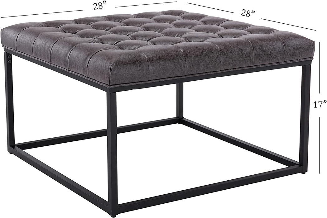 28-Inch Square Ottoman with Metal Base