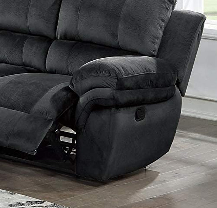 Black Padded Suede Manual Motion Sofa Set