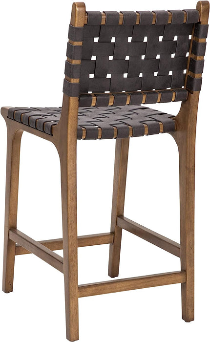 Dark Grey Faux Leather Strap Counter Stool, Set of 1
