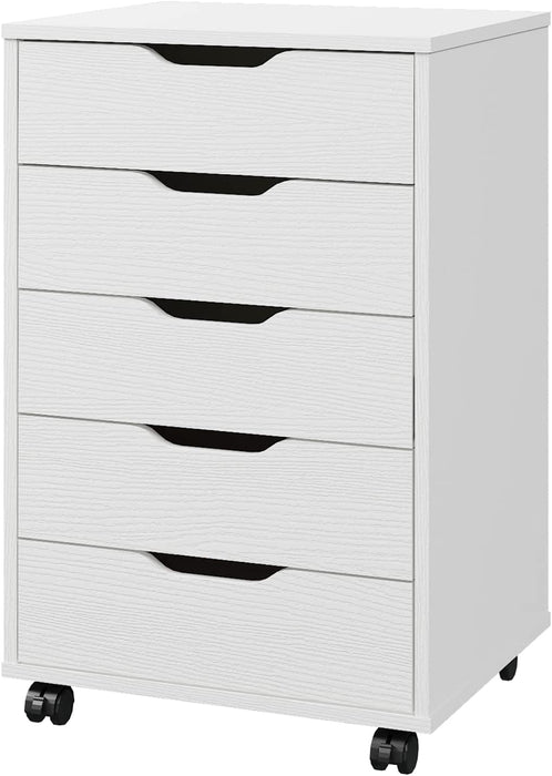 5/7 Drawer Chest, White, Wooden, on Wheels