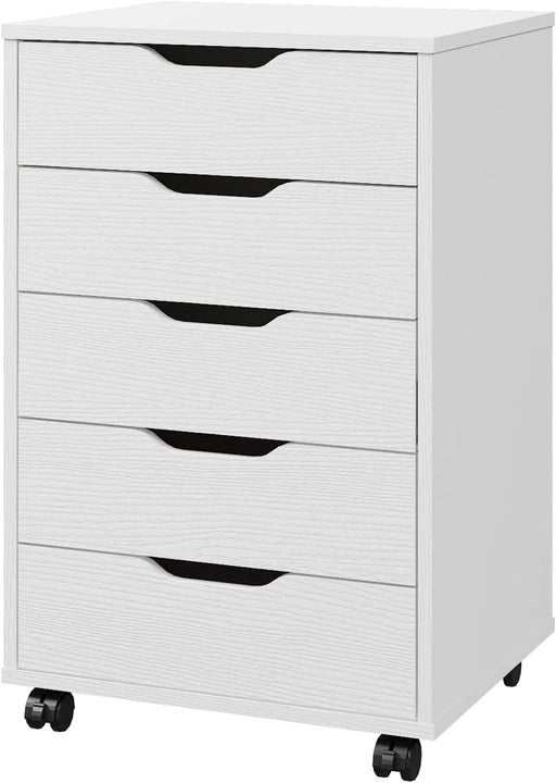 5/7 Drawer Chest, White, Wooden, on Wheels