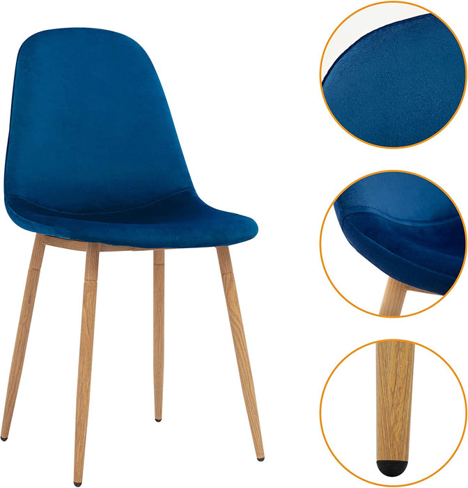 Mid Century Velvet Upholstered Dining Chairs (Set of 4, Blue)
