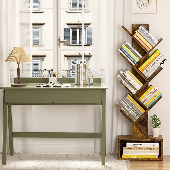 Rustic Tree Bookshelf with Drawer and Shelves