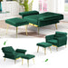 Green Velvet Recliner Chair with Ottoman and Pillow