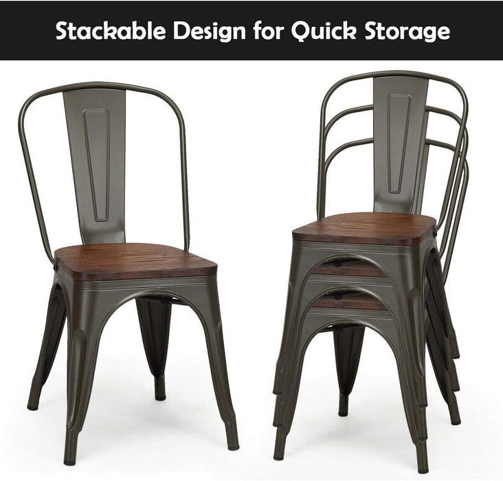 Industrial Stackable Metal Chairs, Set of 4