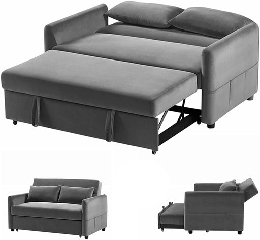 Adjustable Velvet Sofa Bed with Pillows and Pocket