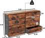 Rustic Brown 8-Drawer Chest of Drawers with Fabric Drawers