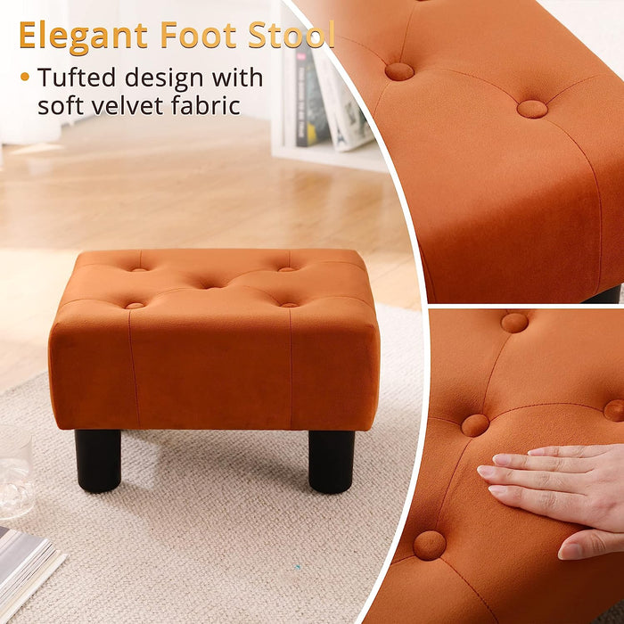 Velvet Foot Stool with Non-Slip Pads