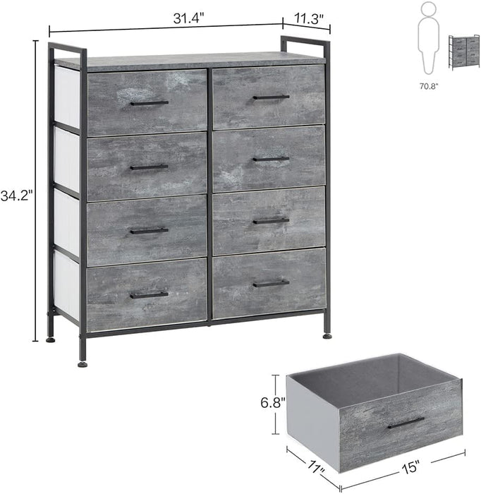 Dresser with 8 Drawers, Wood Top, Large Capacity