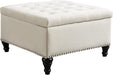 Beige Tufted Ottoman Bench for Living Room